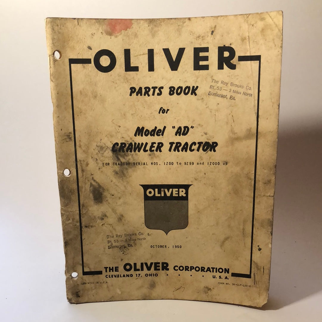 Oliver Parts Book Model AD Crawler Tractor