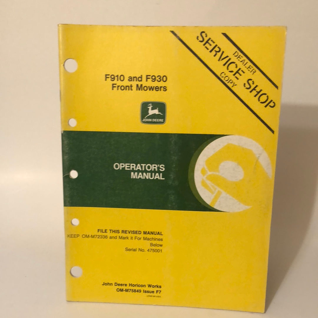 John Deere F910 & F930 Front Mowers _ Operator's Manual