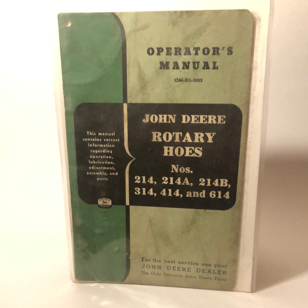 John Deere Rotary Hoes Nos. 214, 214A, 214B, 314, 414 & 614 — operator’s manual