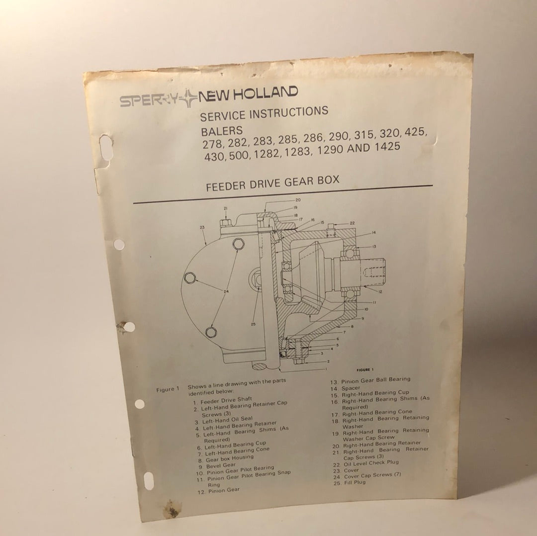 Sperry New Holland Balers Feeder Drive Gear Box - Service Instructions