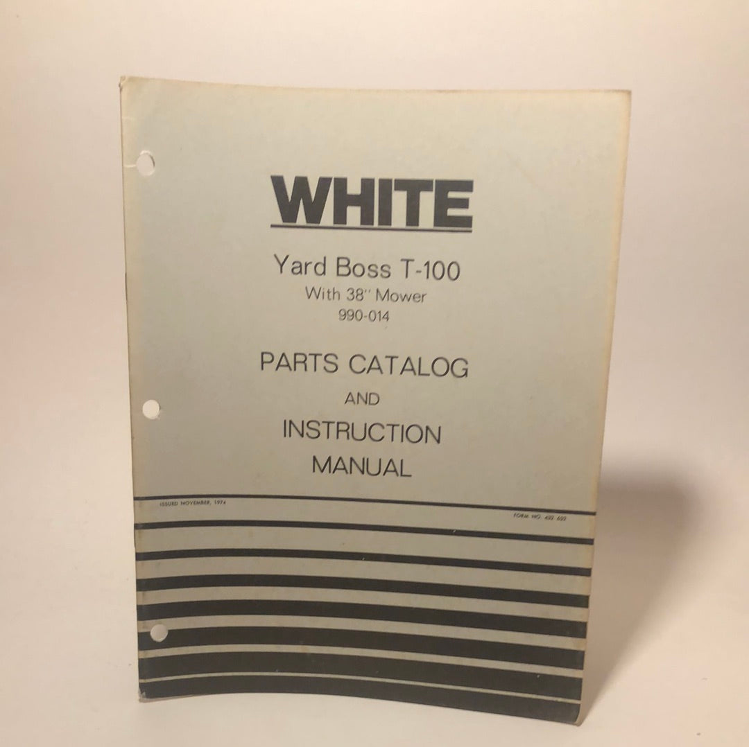 White Yard Boss T-100 with 38” Mower Parts catalog & Instruction manual