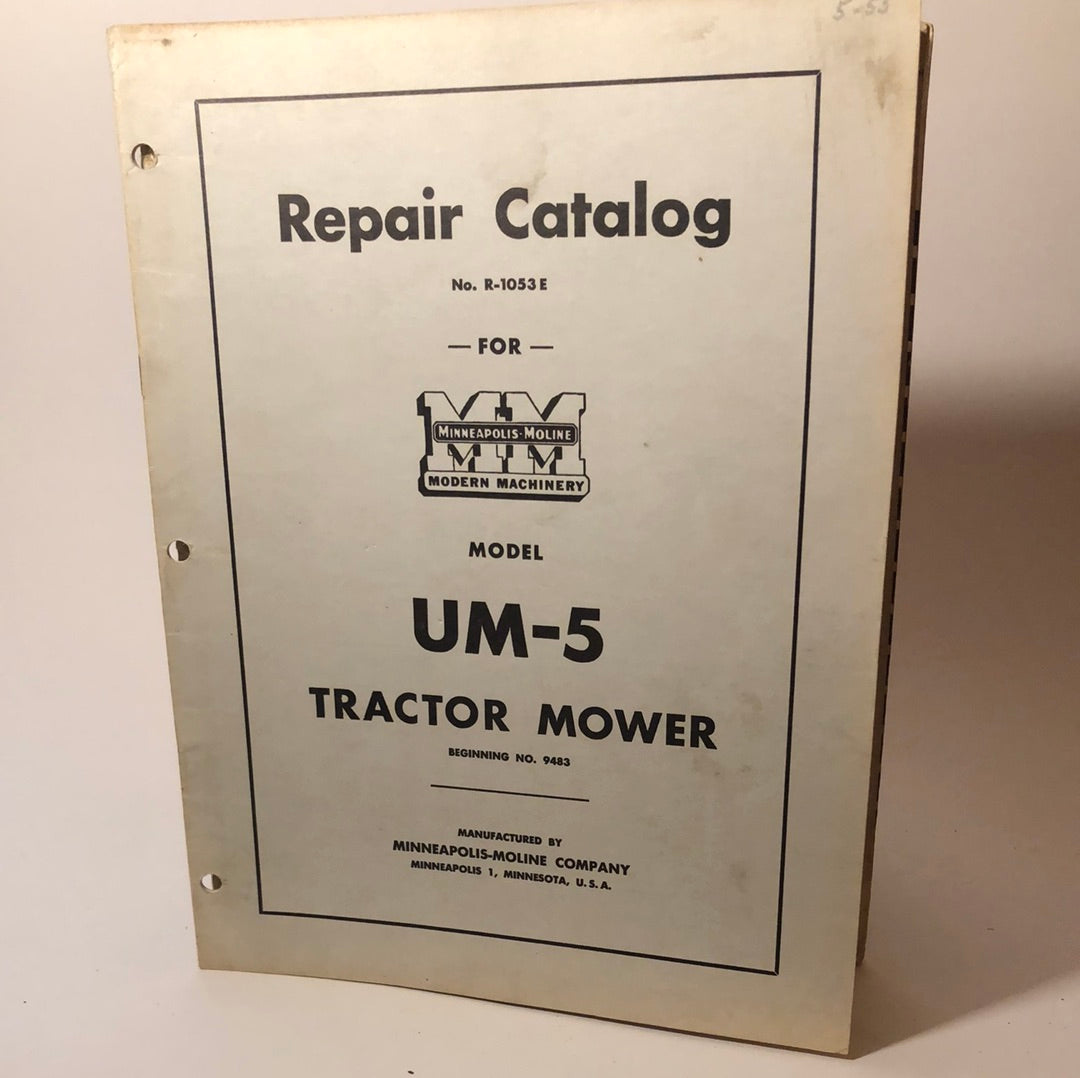 Minneapolis Moline - UM-5 Tractor Mower - Repair Catalog