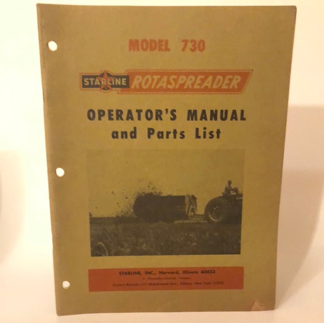 Starline - Rotaspreader Model 730 - Operator's Manual & Parts List