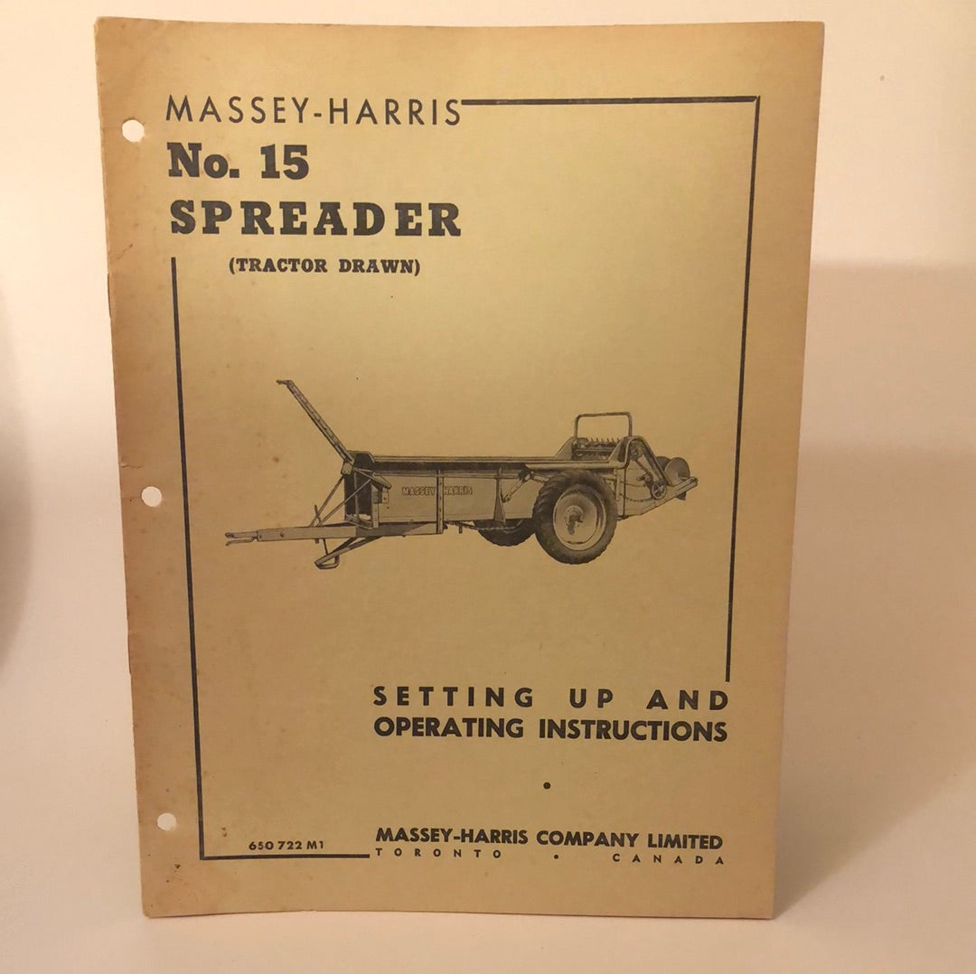 Massey-Harris No 15 Spreader - tractor drawn - Setting up & Operating Instructions