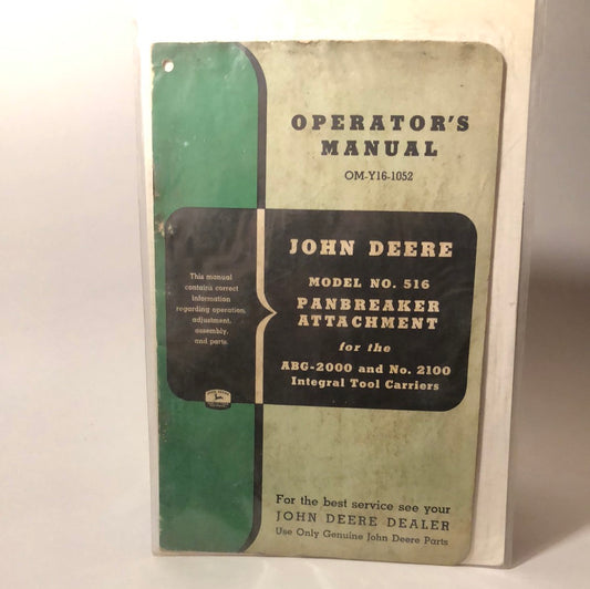 John Deere Model No 516 operator’s manual