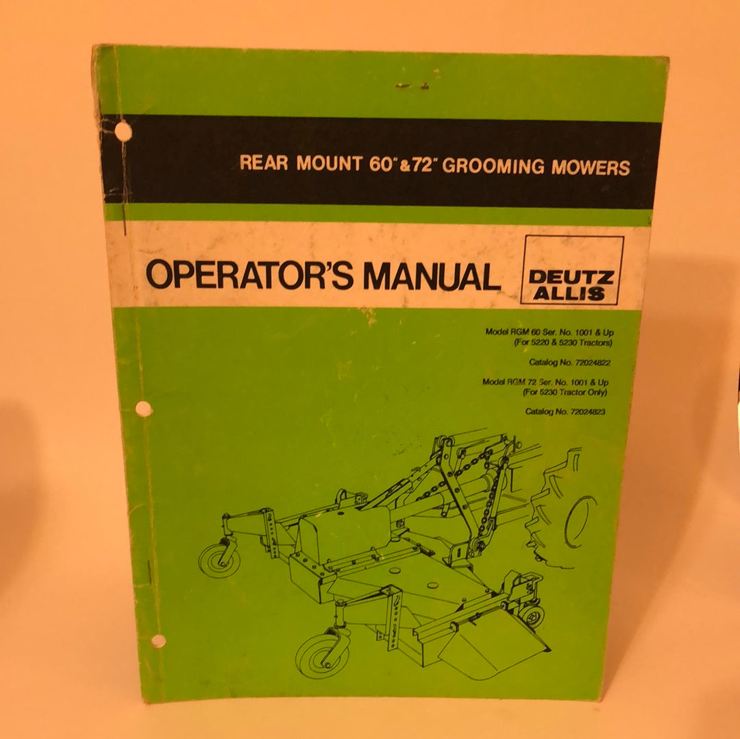 Deutz Allis Rear mount 60" & 72" Grooming Mowers_ Operators Manual