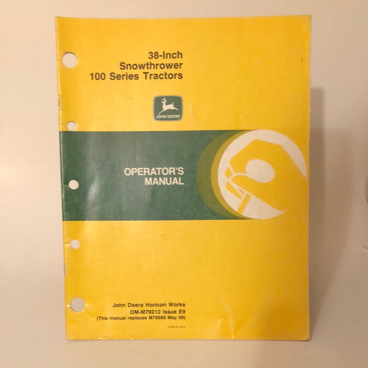 John Deere 38 Inch Snow Thrower 100 Series Tractors _ Operator's Manual