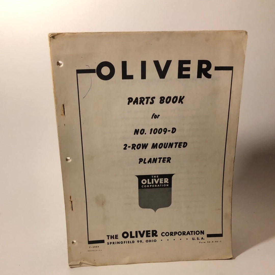 Oliver Parts Book No 1009-D 2Row Mounted Planter