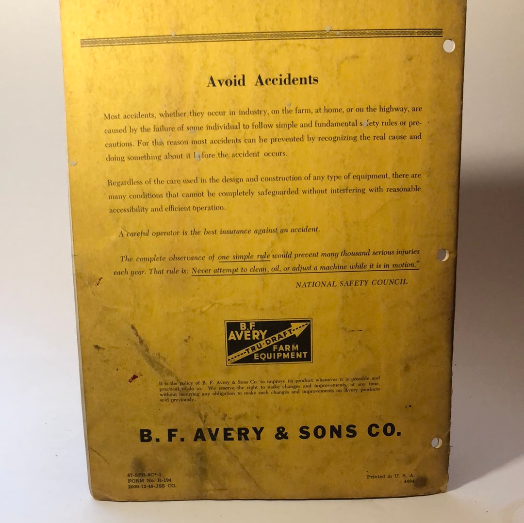 Minneapolis Moline Avery Manure Spreader Single Chain Drive - Instructions & Service Parts List