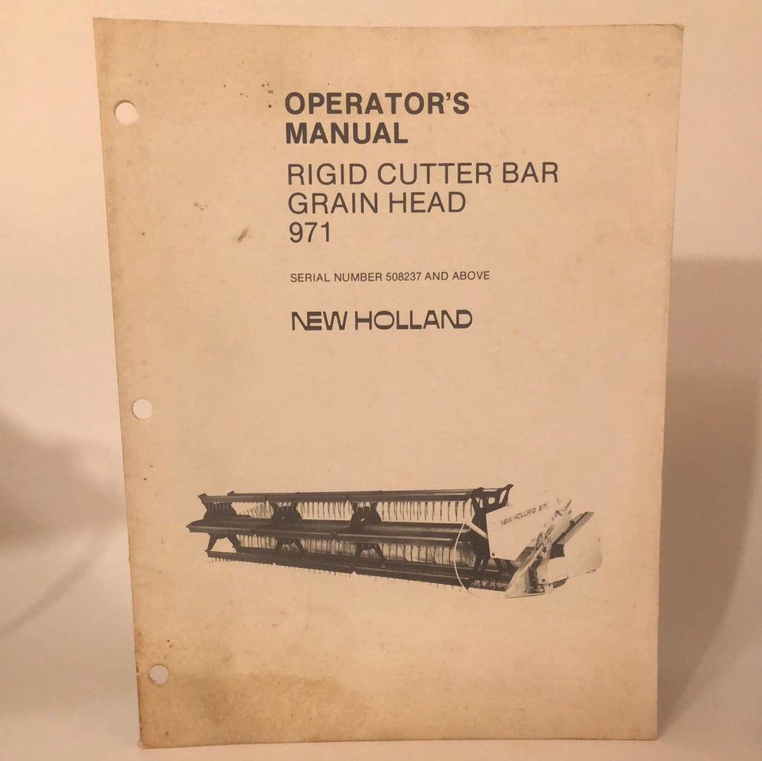 Sperry New Holland Rigid Cutter Bar Grain Head 971 - Operator's Manual