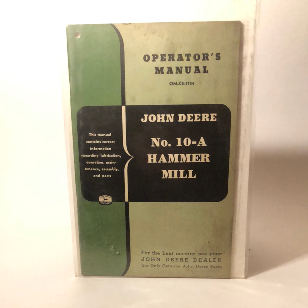 John Deere No 10-A Hammer Mill — operator’s manual