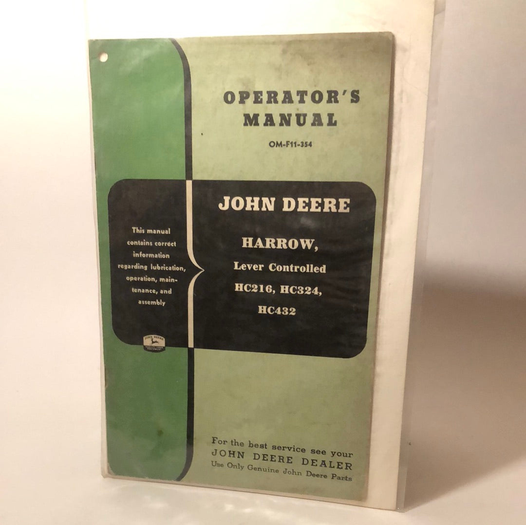 John Deere Harrow Lever Controlled HC216, HC324 & HC432 — operator’s manual