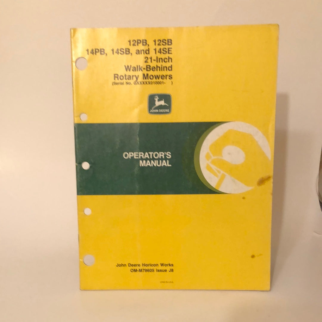 John Deere 12PB, 12SB, 14PB, 14SB & 14SE 21 Inc Walk-Behind Rotary Mowers _ Operator's Manual