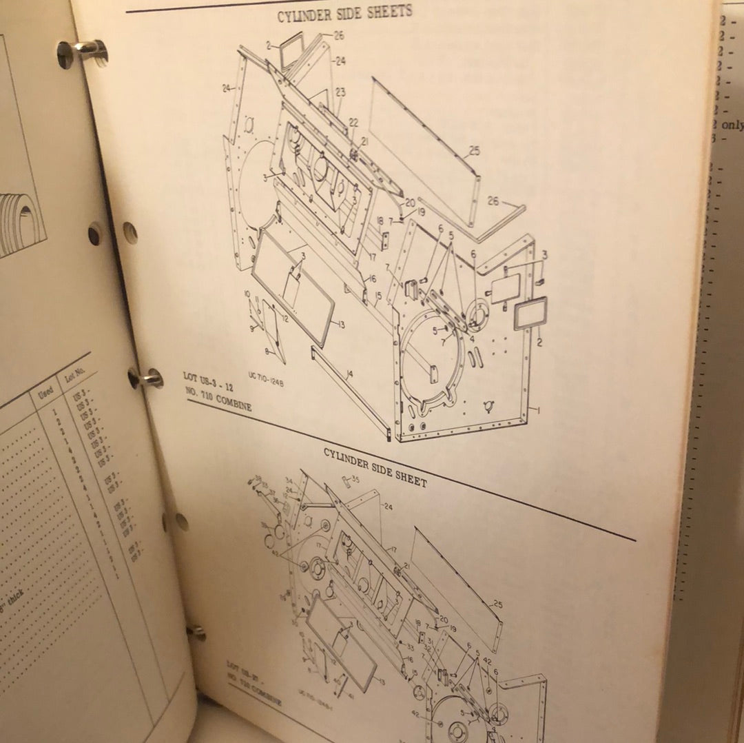 New Idea _ No 710 & 717 Combine - 712 Edible Bean Harvester - 711, 713 & 715 Grain Platform _ Repair Parts List